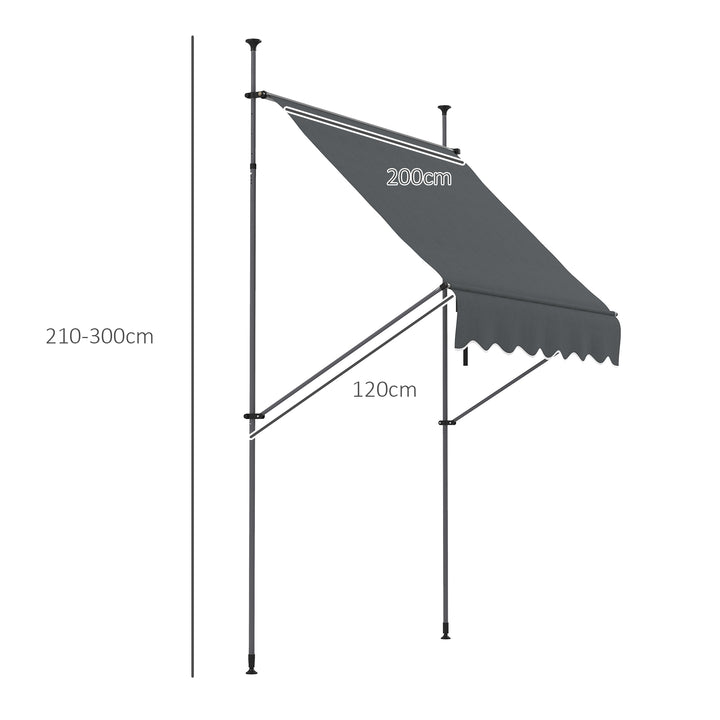 2 x 1.2m Manual Retractable Awning - Grey