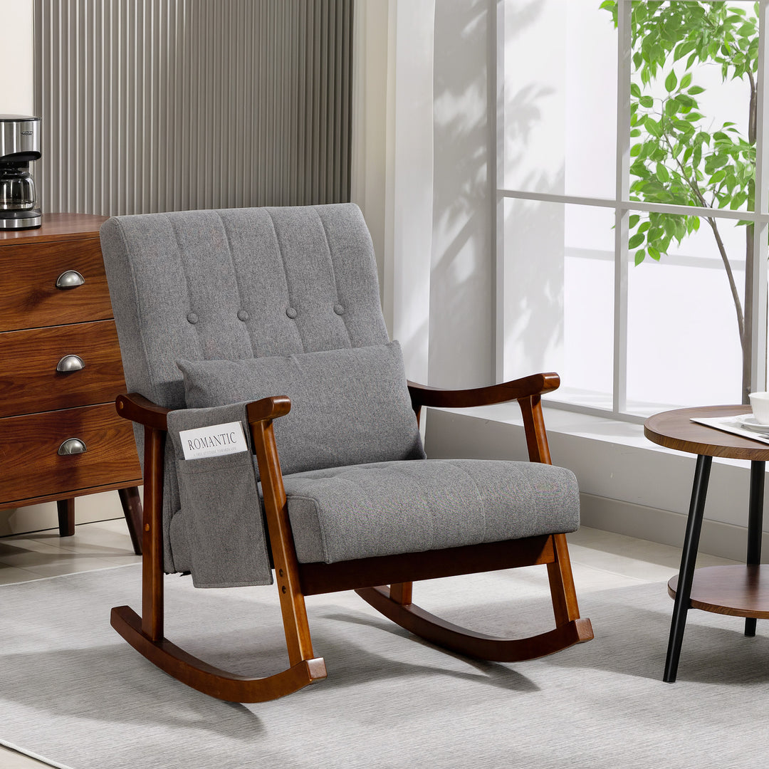 MCL Wood Frame Rocking Accent Chair - Grey