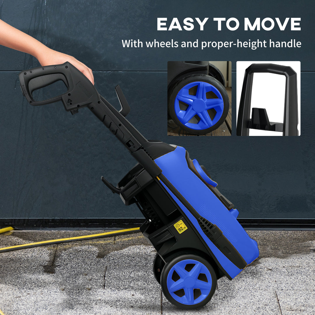 1800W High Pressure Washer, 150 Bar Pressure, 510 L/h Flow, High-Performance Portable Power Jet Wash Cleaner Blue