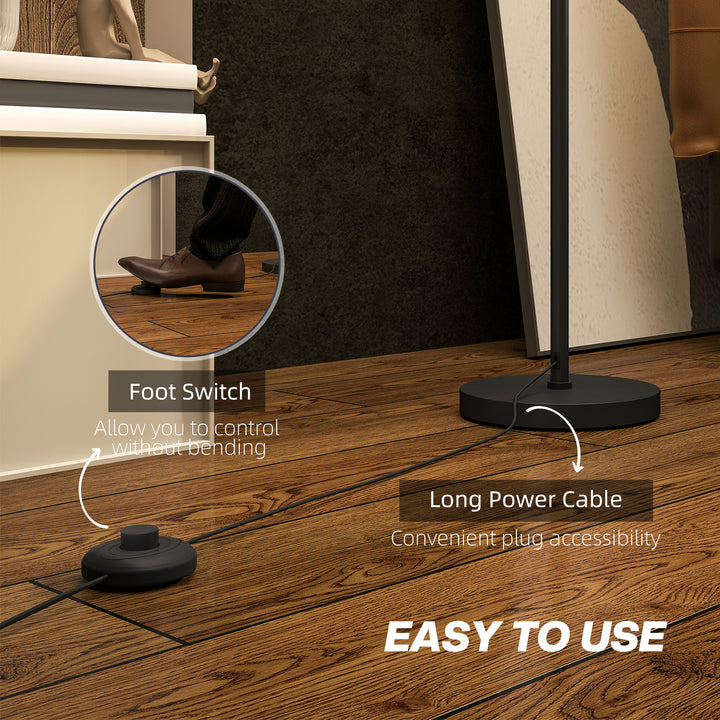 Floor Lamp for Living Room, Modern Standing Lamp with Double Layer Shade & Foot Switch, Minimalist Tall Pole Lampshade for Bedroom, Office, Black