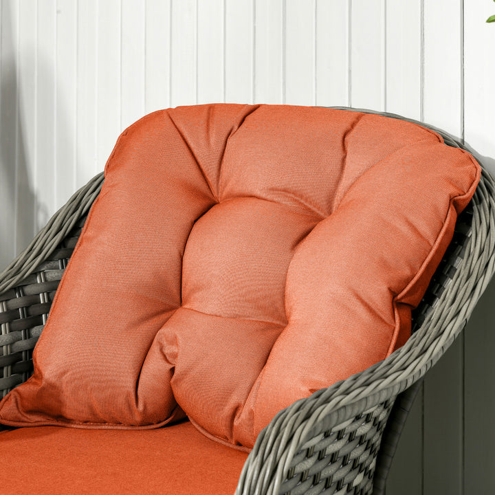 Four-Piece Rattan Sofa Set, with Glass-Top Table - Orange