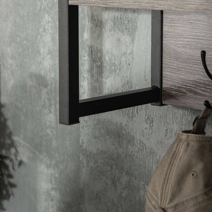 Wall Coat Rack with 4 Hooks Floating Shelf with Storage Rack for Keys, Clothes, Bags for Hallway, Entryway, 80 x 20 x 22.5 cm, Grey