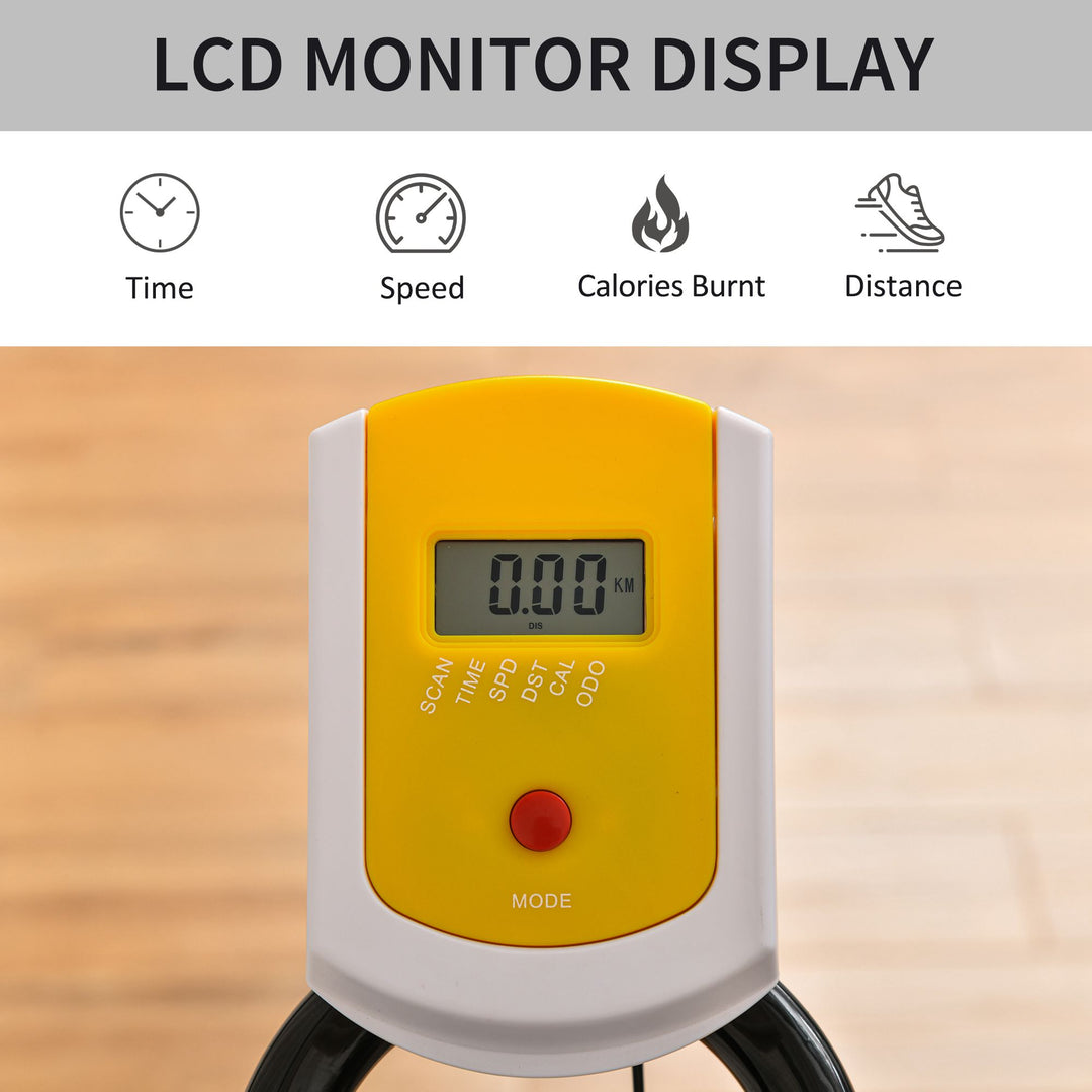 MCL Exercise Bike, with 6kg Flywheel Belt Drive, Adjustable Resistance, LCD Display - Yellow