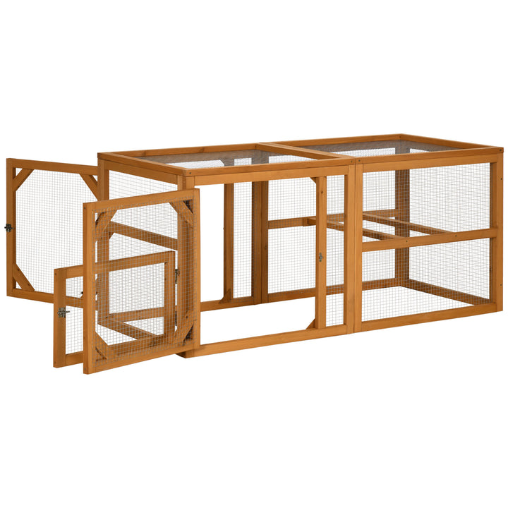 PawHut Wooden Chicken Coop with Perches, Doors, Combinable Design, for 2-4 Chickens - Natural Wood Colour | Aosom UK