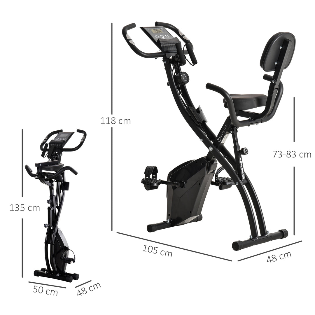 MCL 2-in-1 Folding Exercise Bike with 8-Level Magnetic Resistance, Arm Resistance Band, Pulse Sensor, Black