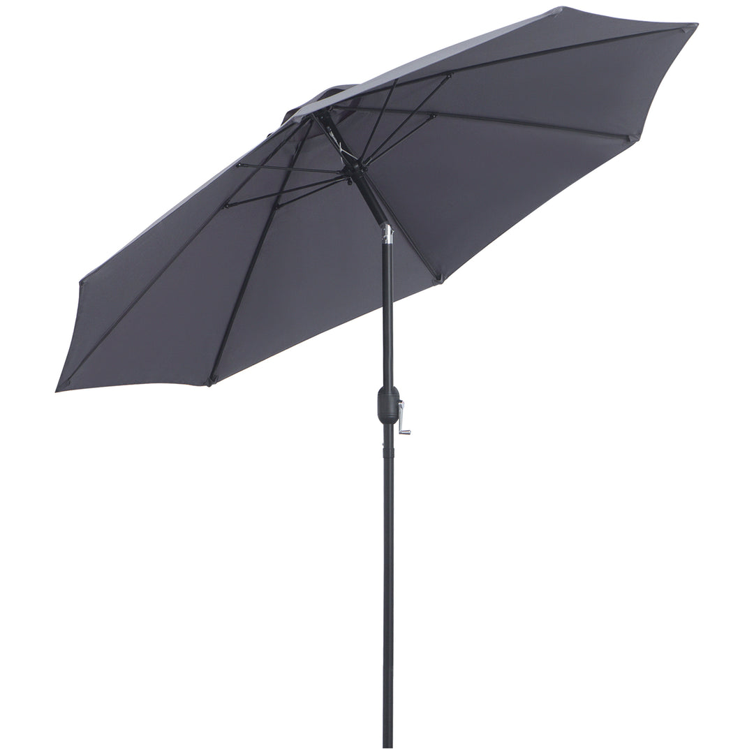 MCL 2.7M Garden Parasol Umbrella with Glass Fibre Ribs and Aluminium Frame, Tilting Sun Shade Shelter Canopy, Charcoal Grey