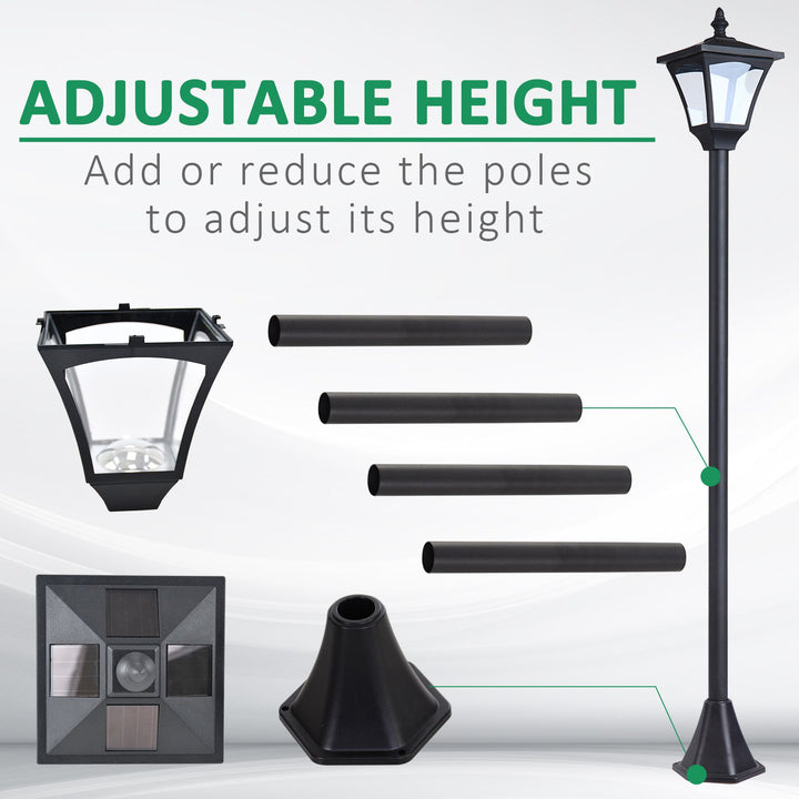 Outsunny Outdoor Solar Powered Post Lamp Sensor Dimmable LED Lantern Bollard Pathway 1.2M Tall – Black