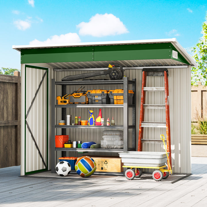 7.5 x 4.3ft Metal Garden Storage Shed, Waterproof Outdoor Shed with Tr