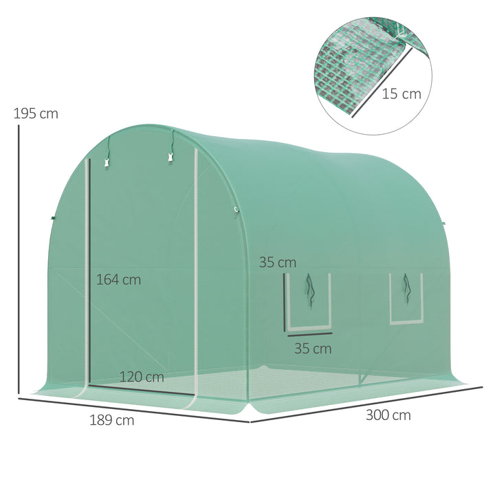 Outsunny Walk-In Greenhouse: Spacious 3 x 2 M, Weather-Resistant, Easy Assembly, Verdant Green | Aosom UK