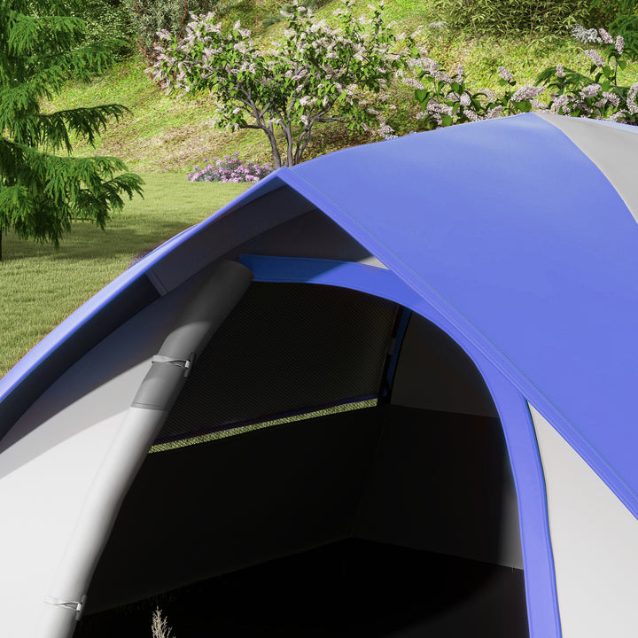 Two Man Single Room Dome Tent, with Accessories - Dark Blue/Grey