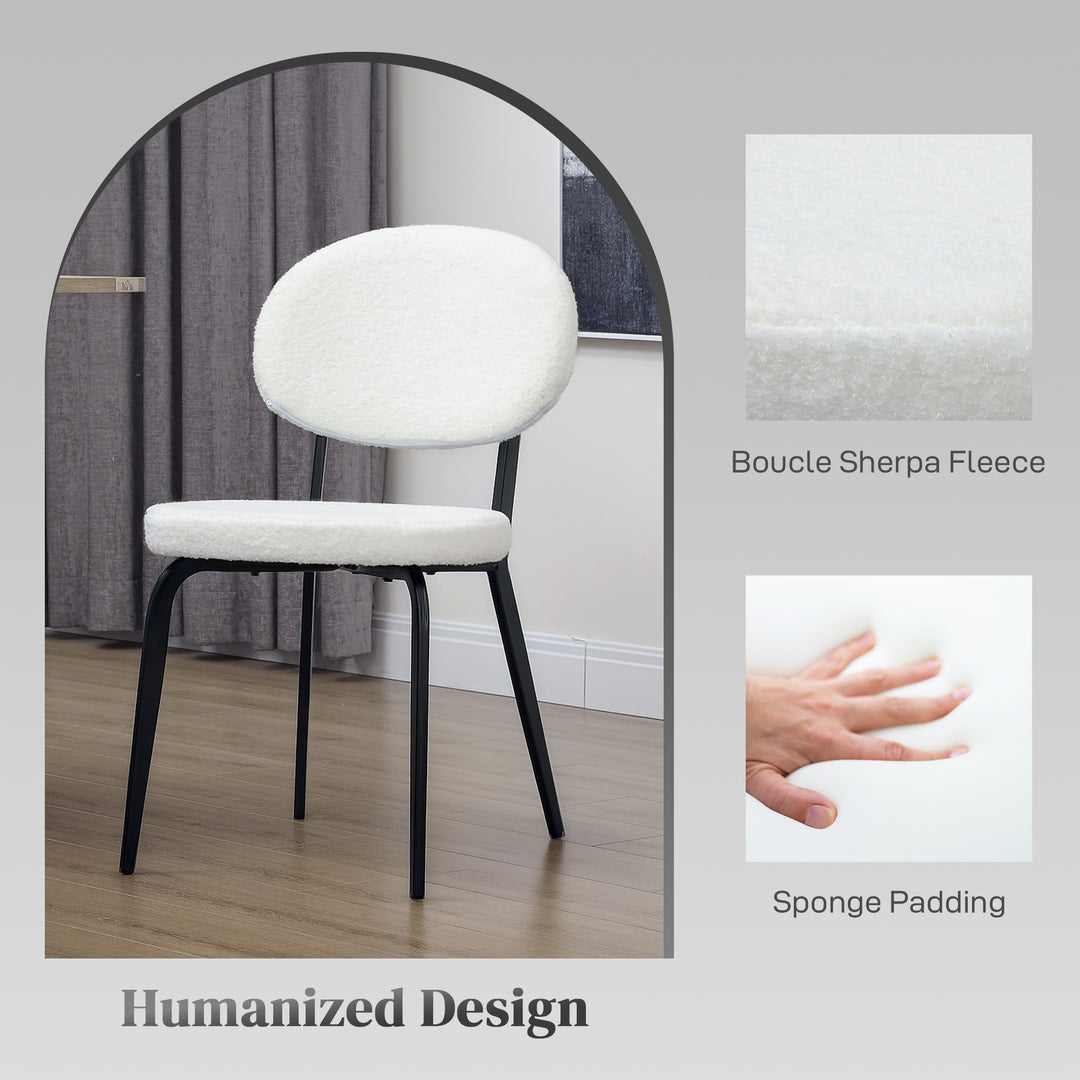 Set of Four Boucle Dining Chairs - White