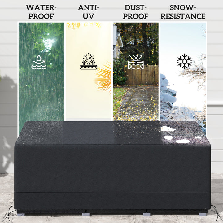 Rectangular Patio Garden Furniture Cover Waterproof for 3 Seater Sofa Bistro Set, UV Resistant Protection 600D Oxford Fabric Rattan Lounge Clean Cover, 190 x 72 x 76cm, Black