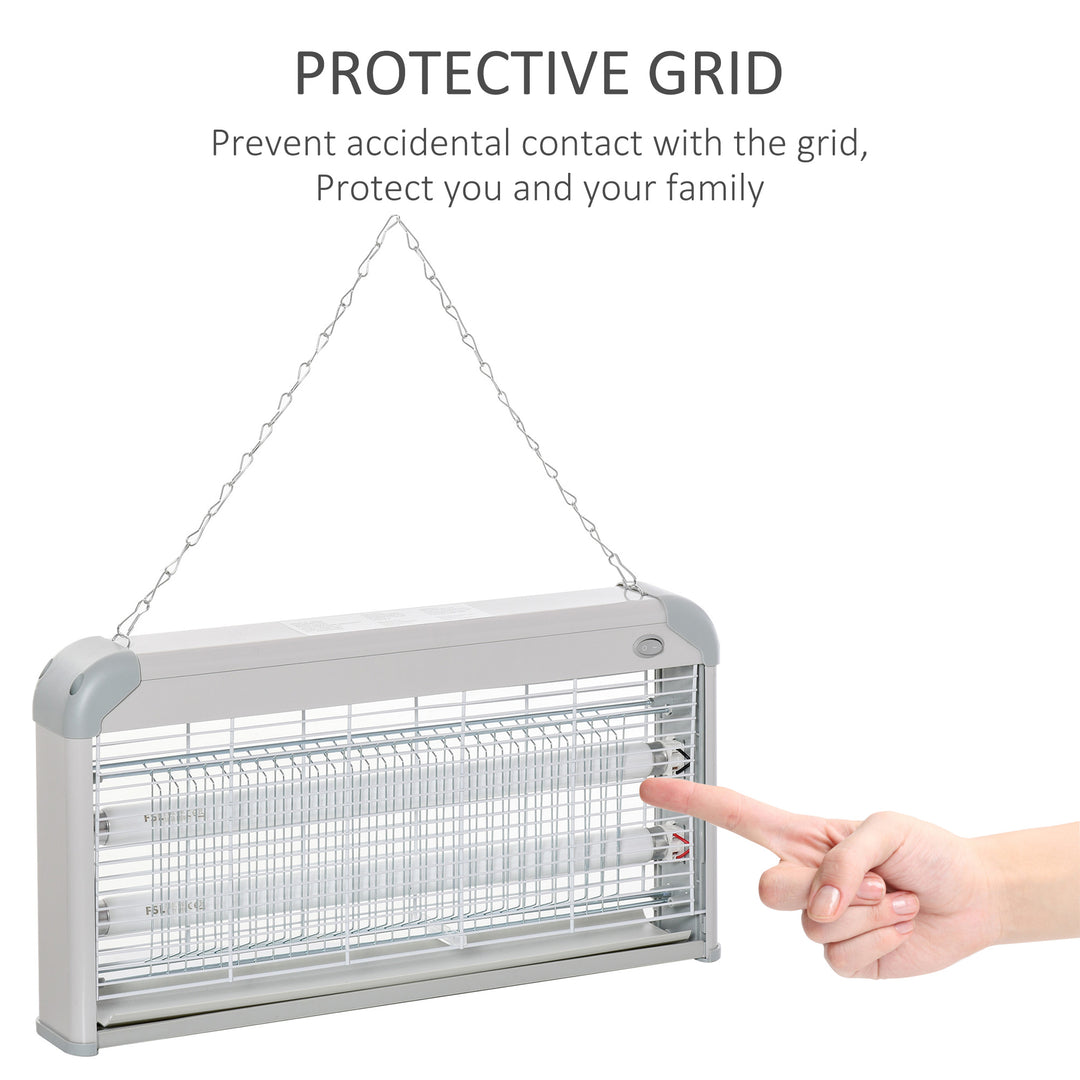 Wall Hanging Bug Zapper, 30W Electric Fly Zapper Mosquito Killer, 60㎡ Coverage Insect Killer, Indoor Outdoor Use, Grey