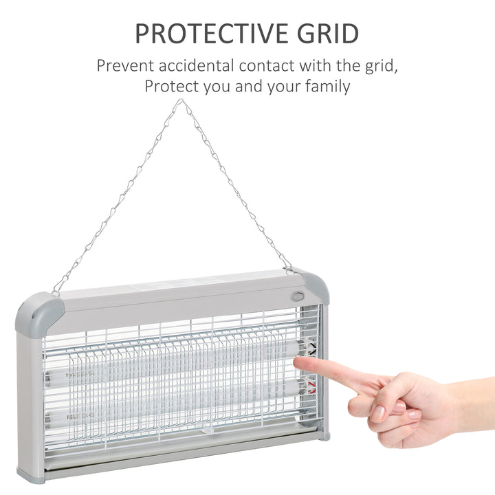 Wall Hanging Bug Zapper, 30W Electric Fly Zapper Mosquito Killer, 60㎡ Coverage Insect Killer, Indoor Outdoor Use, Grey