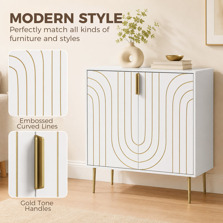 Modern Kitchen Cupboard, Storage Cabinet with 2 Doors, Adjustable Shel