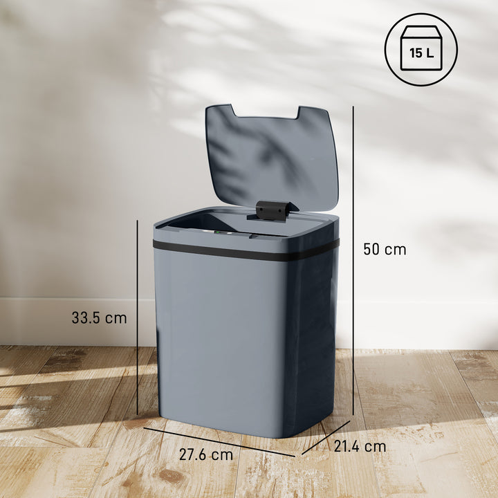 15L Sensor Bin, Automatic Touchless Kitchen Bin, Easy Clean, Battery Operated for Home Office, Bedroom, Bathroom