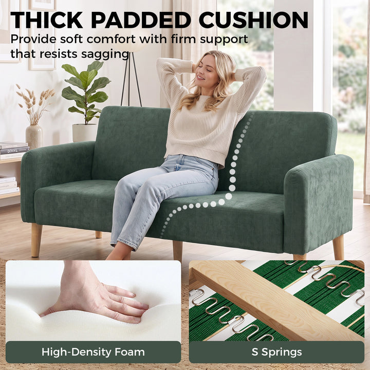 2 Seater Sofa, Velvet Small Couch with 20cm Thick Padding, Wide and - view 4