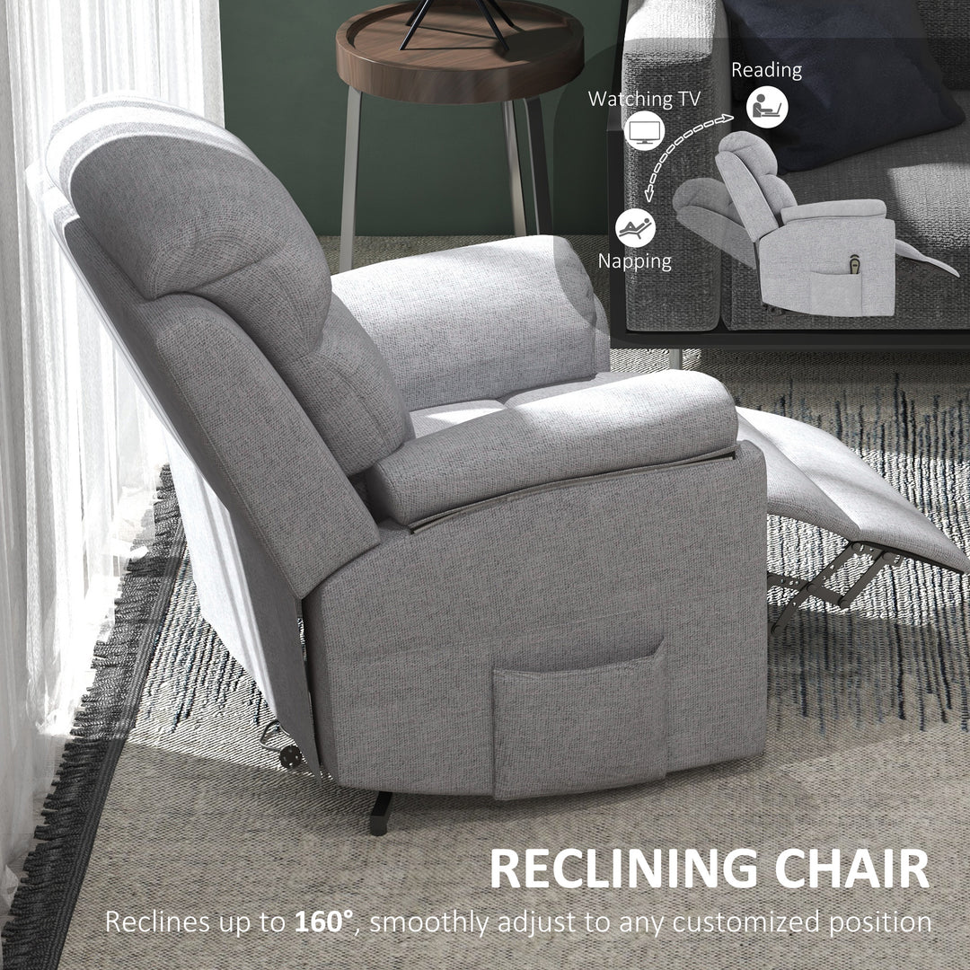Power Lift Recliner Chair, Electric Lift Chair for Elderly, Overstuffed Linen Fabric Riser and Reclining Armchair with Remote Control, Side Pockets, for Living Room, Grey