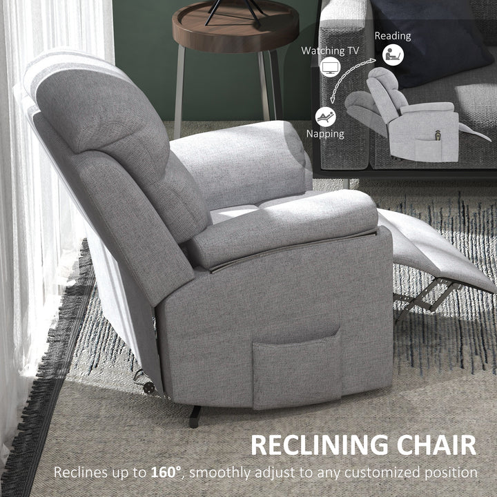 Power Lift Recliner Chair, Electric Lift Chair for Elderly, Overstuffed Linen Fabric Riser and Reclining Armchair with Remote Control, Side Pockets, for Living Room, Grey