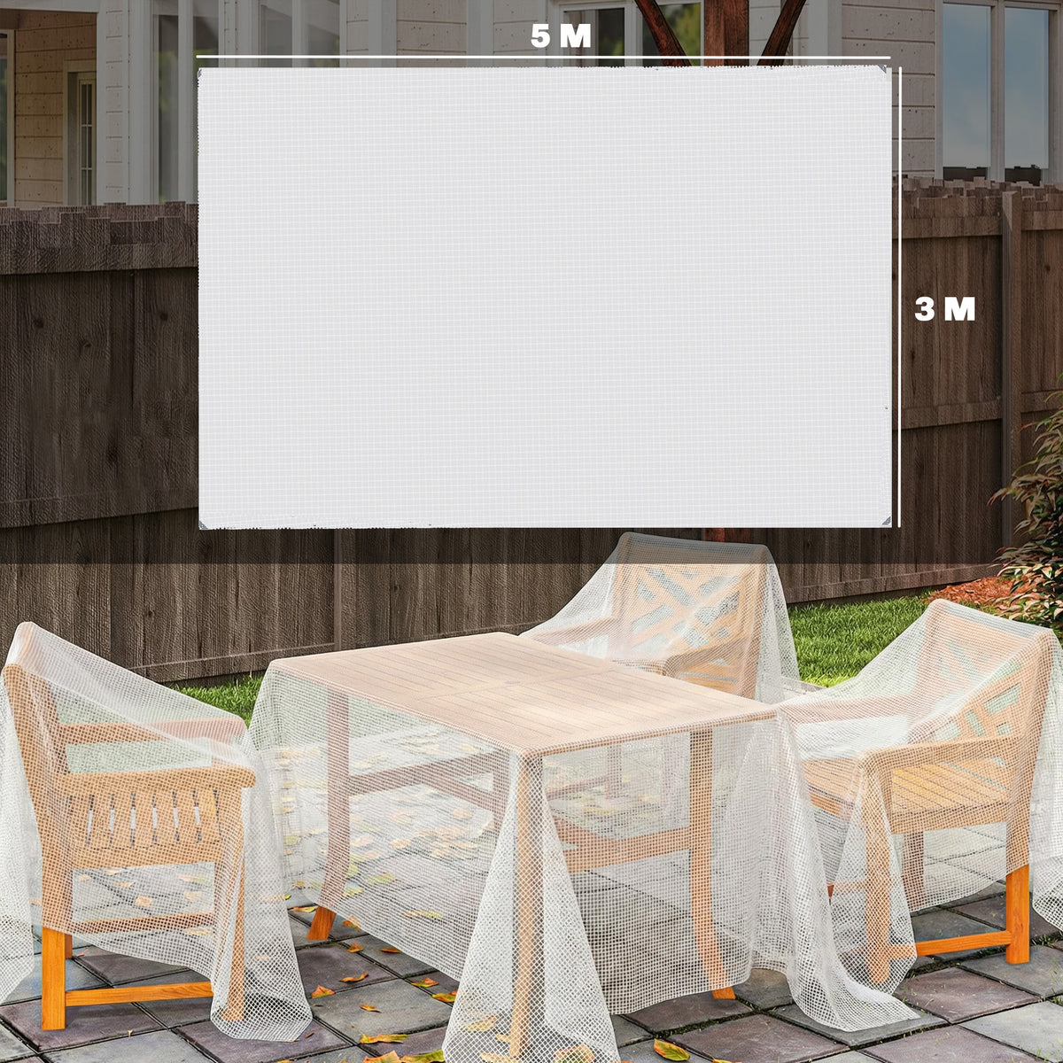 3 x 5m Waterproof Tarpaulin, Heavy Duty 140GSM Tear-Resistant PE Tarp 