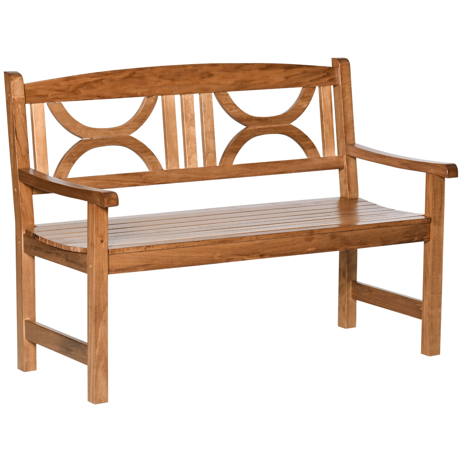 2-Seater Wooden Garden Bench Outdoor Patio Loveseat for Yard, Lawn, Porch, Natural