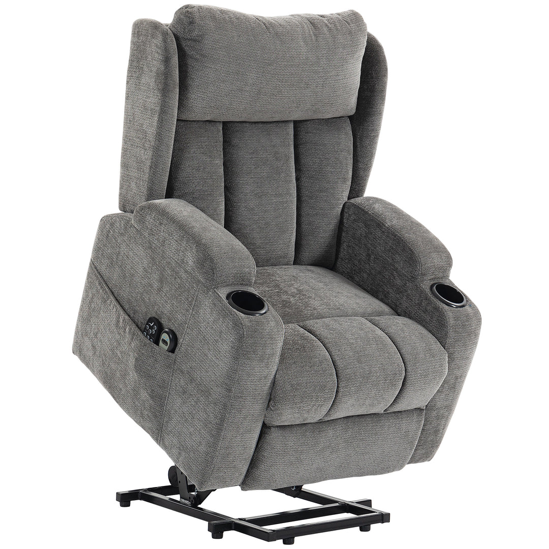 Power Lift Recliner Chair with Vibration Massage and Heat, Chenille Ri