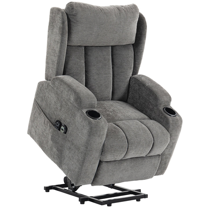 Power Lift Recliner Chair with Vibration Massage and Heat, Chenille Ri