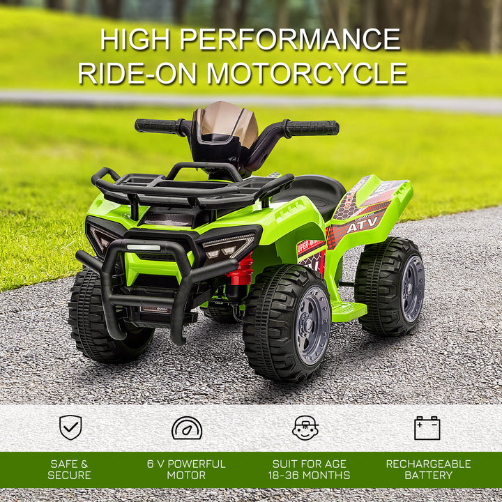 HOMCOM Kids Ride-on Four Wheeler ATV Car with Real Working Headlights, 6V Battery Powered Motorcycle for 18-36 Months, Green | Aosom UK