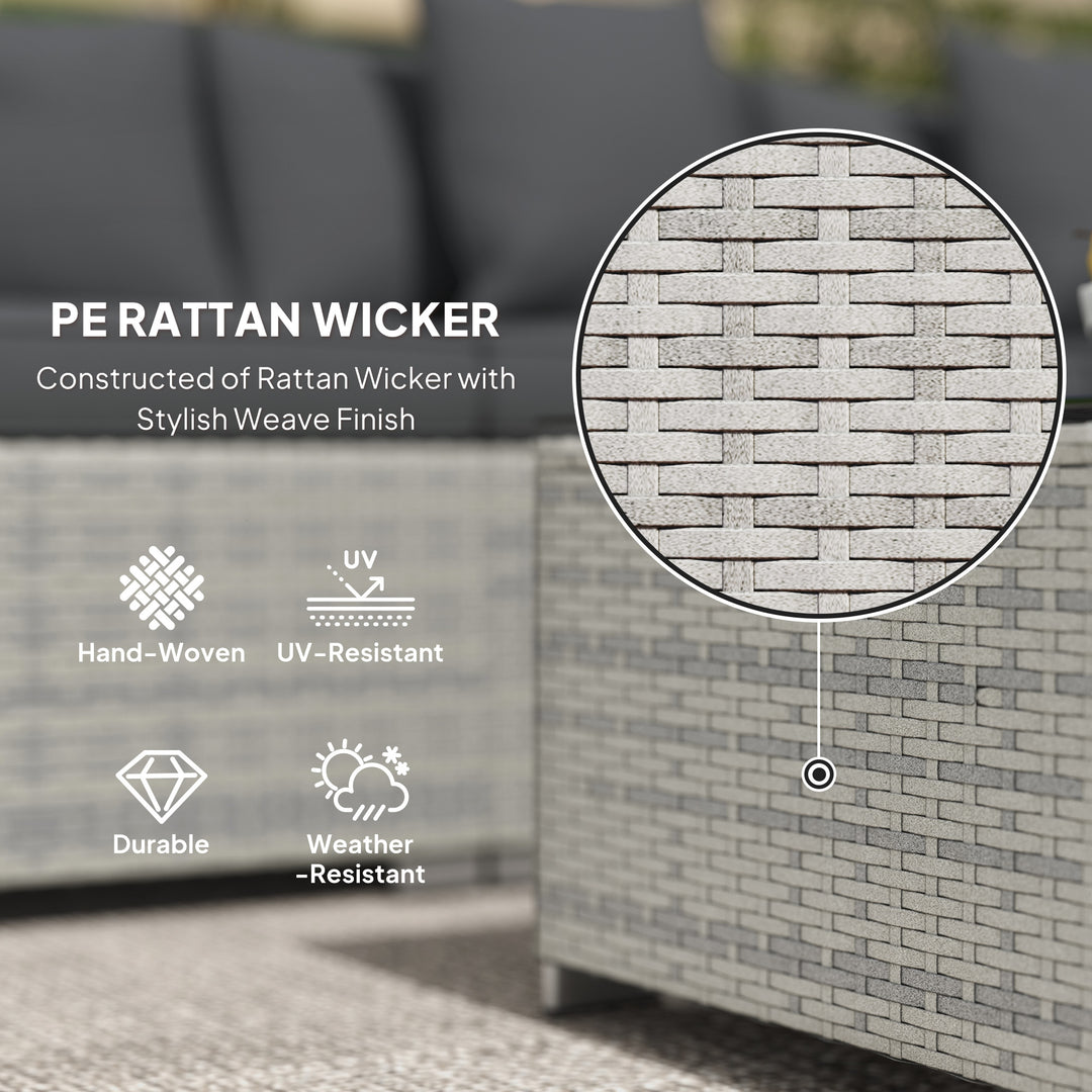 6 Pieces Rattan Corner Sofa Set - Mixed Grey