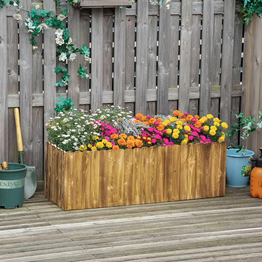 172L Raised Garden Bed, Wooden Rectangle Planter Box, Outdoor Herb Vegetable Flower Pot (120L x 40W x 40H cm)