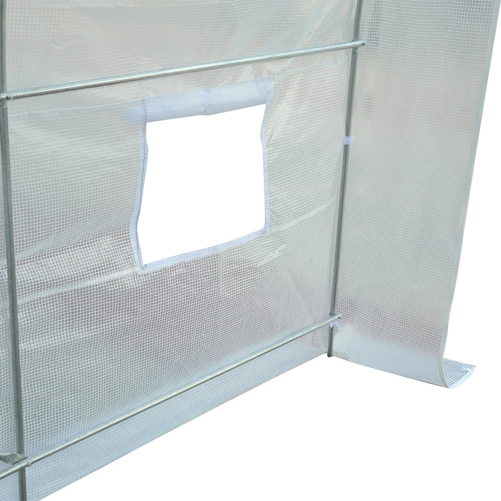 MCL 2.5 x 2 x 2 m Polytunnel Greenhouse, Walk-in Green House for Garden with Mesh Windows, Galvanised Steel Frame, White