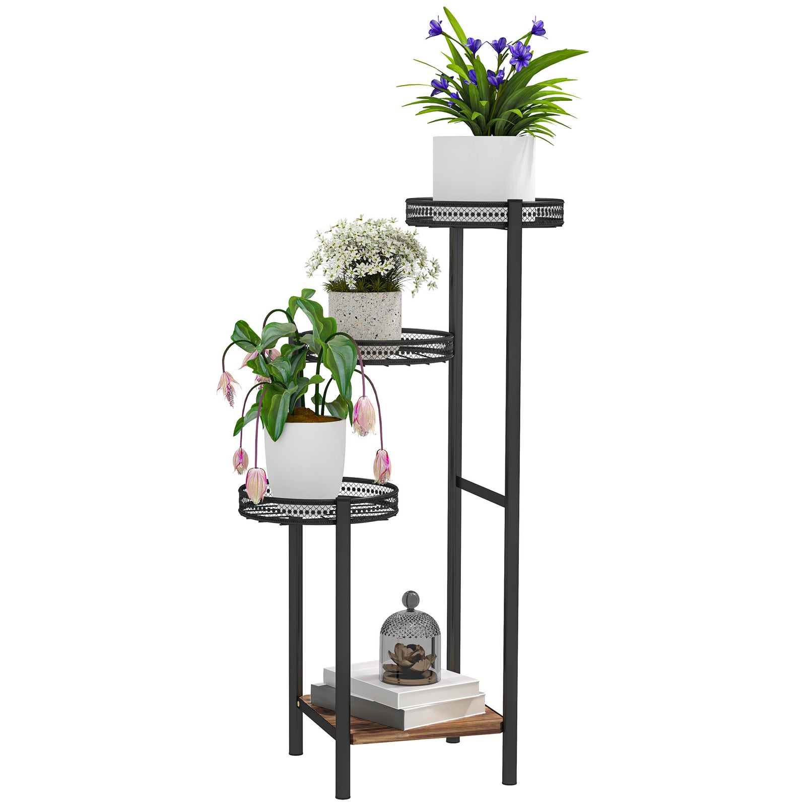 Four-Tier Steel Plant Stand - Black