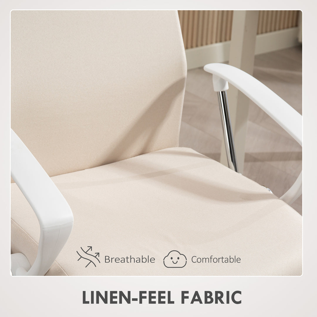 Fabric High Back Office Chair - Cream White
