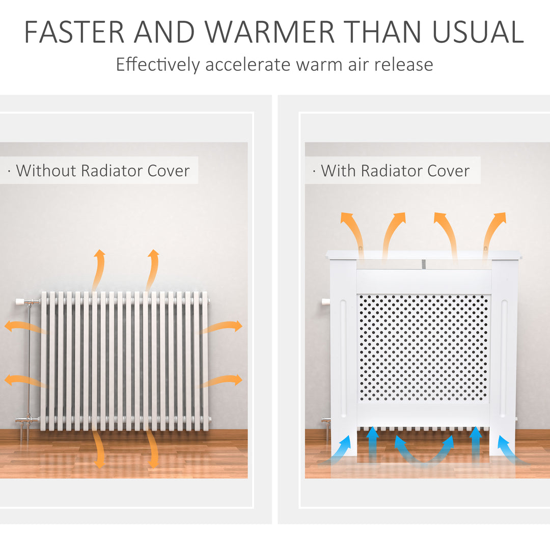 Wooden Radiator Cover Heating Cabinet Modern Home Furniture Grill Style White Painted (Small)