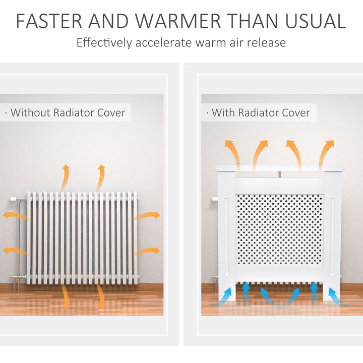Wooden Radiator Cover Heating Cabinet Modern Home Furniture Grill Style White Painted (Small)