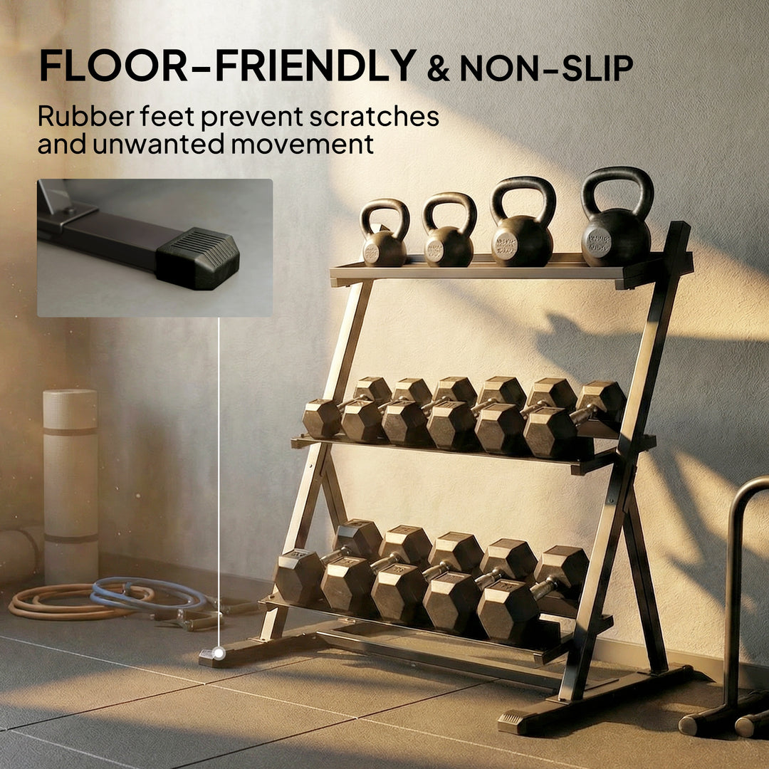 3-Tier Adjustable Dumbbell Rack, Heavy-Duty Weight Rack for Dumbbells,