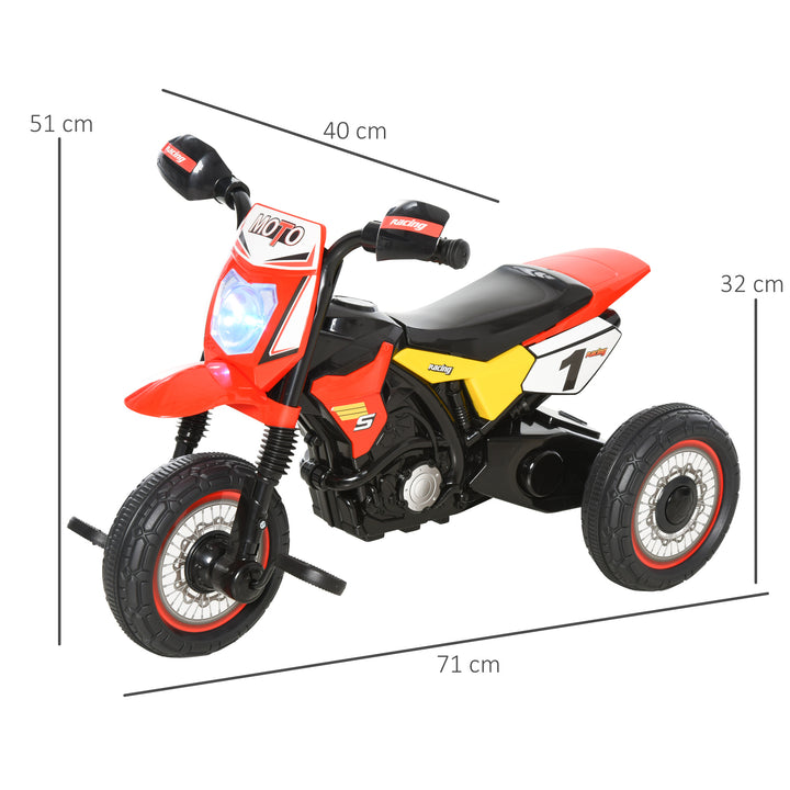 Toddler Pedal Motorcycle Kids Ride On Tricycle Early Learning w/ Music Lights Handlebar Stickers Exercise Boys Girls Gift for Kids 18 - 36 Months Red