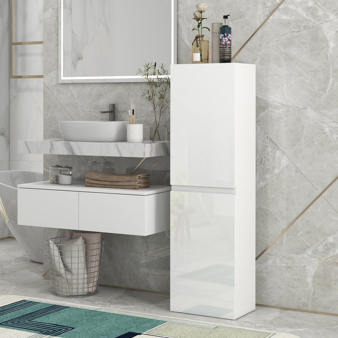 Bathroom Storage Unit, Tall Bathroom Cabinet with 2 Cupboards and - view 2