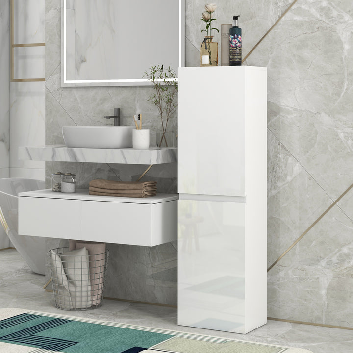 Bathroom Storage Unit, Tall Bathroom Cabinet with 2 Cupboards and - view 2