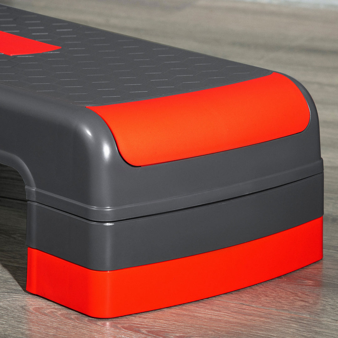 MCL Aerobic Step, 10cm, 15cm & 20cm Height Adjustable Exercise Stepper for Exercise Workout, Nonslip Step Board Great for Home & Office, Grey and Red