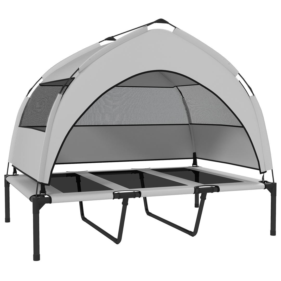 Portable Elevated Dog Bed with Removable Canopy, Cooling Raised Pet Cot for Large Dogs, 106 x 76 x 94 cm