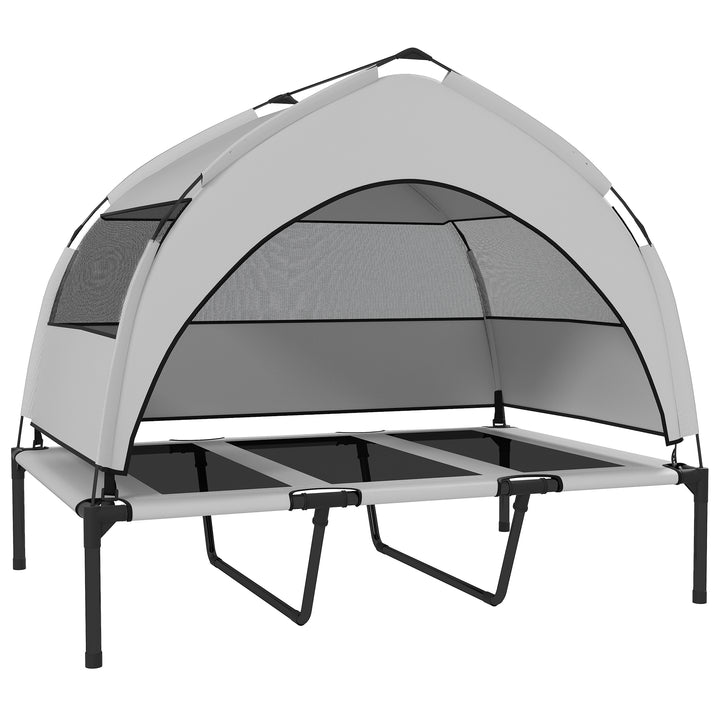 Portable Elevated Dog Bed with Removable Canopy, Cooling Raised Pet Cot for Large Dogs, 106 x 76 x 94 cm