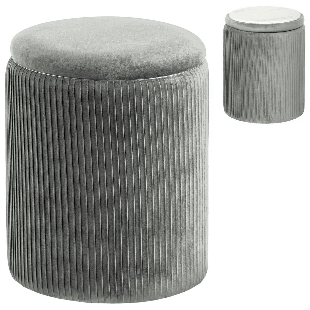 Storage Ottoman Modern Velvet Round Foot Stool for Living Room Bedroom