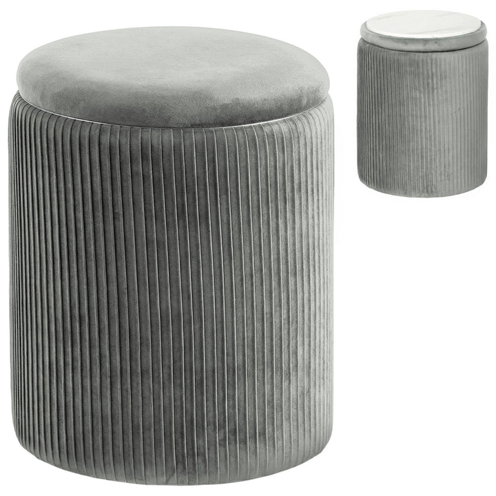 Storage Ottoman Modern Velvet Round Foot Stool for Living Room Bedroom