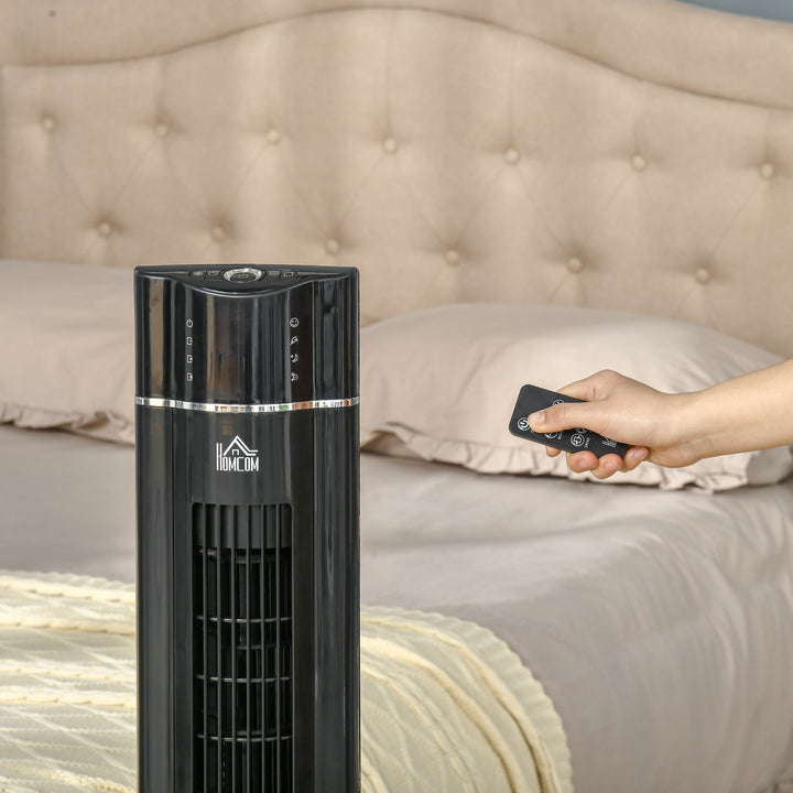 42" Anion Tower Fan Cooling for Bedroom with 3 Speed, 3 Modes, 8h Timer, Oscillating, LED Panel, Remote Controller, Black