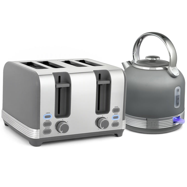 Stainless Steel Kettle and Toaster Set, 1.7L 3000W Cordless Fast Boil 