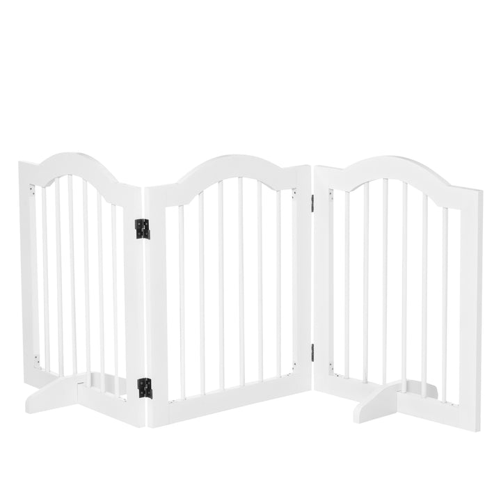 PawHut Dog Gate Wooden Foldable Small Sized Pet Gate Stepover Panel w/ Support Feet Freestanding Safety Barrier for House Doorway Stairs | Aosom UK