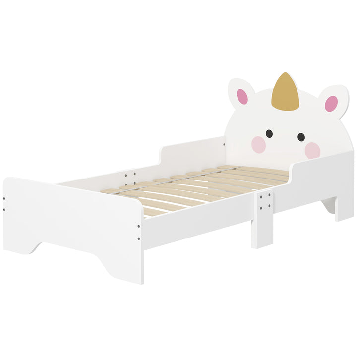 ZONEKIZ Unicorn Toddler Bed, Children's Bedroom Furniture, for Ages 3-6, 143 x 74 x 67 cm, White | Aosom UK