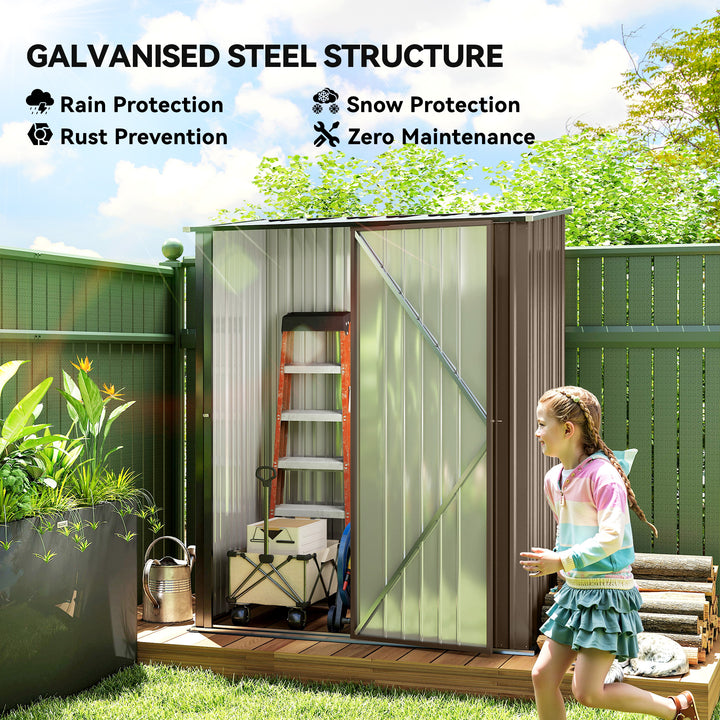 MCL 5.3 x 3.1ft Corrugated Steel Garden Shed - Brown