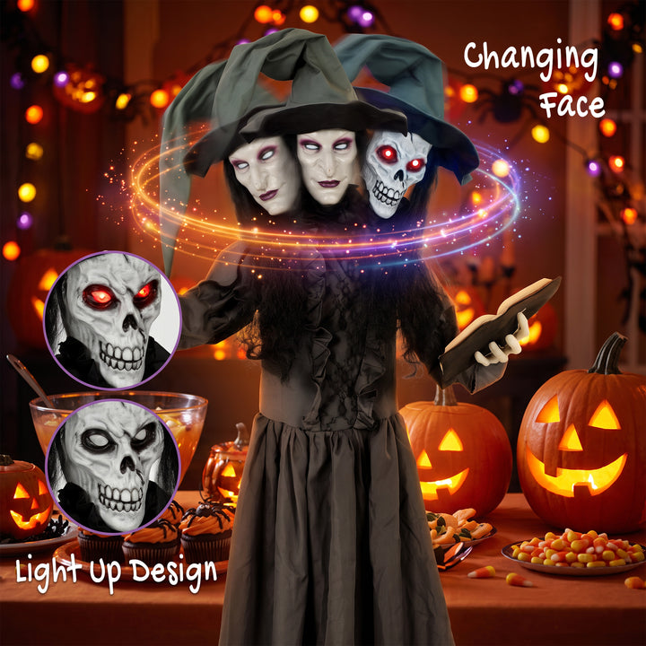180cm Life Size Animated Witch Halloween Decorations Outdoor Indoor, S